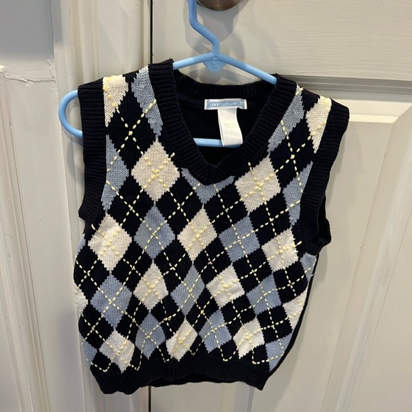 Like new size for Jenn and Jack , 100% cotton argyle knit vest - Picture 1 of 5